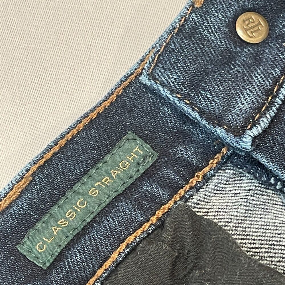 ~ Lauren Ralph Lauren 10 Jeans LRL Classic Straight Mid Rise Women's Dark Blue - Picture 13 of 16